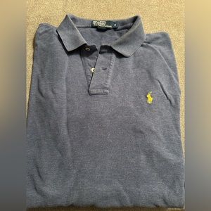 Men’s Polo by Ralph Lauren long-sleeve polo shirt, size medium, color blue.
